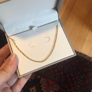 NWT 10k Gold Hollow Rope Necklace, 18”